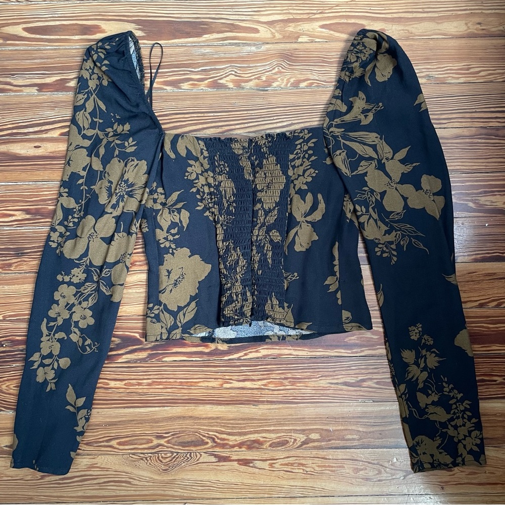 Reformation Blue and Brown Long Sleeve Floral Top - Picture 5 of 14
